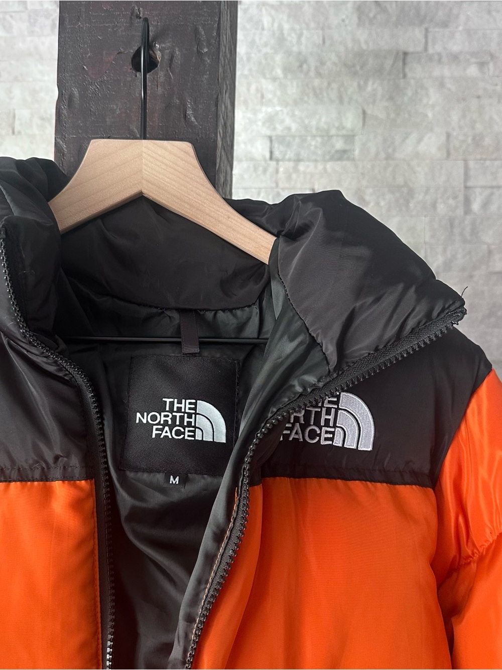 The North Face Orange and Black Retro 700 Down Fill Nuptse Puffer Jacket Size M - Picture 5 of 12